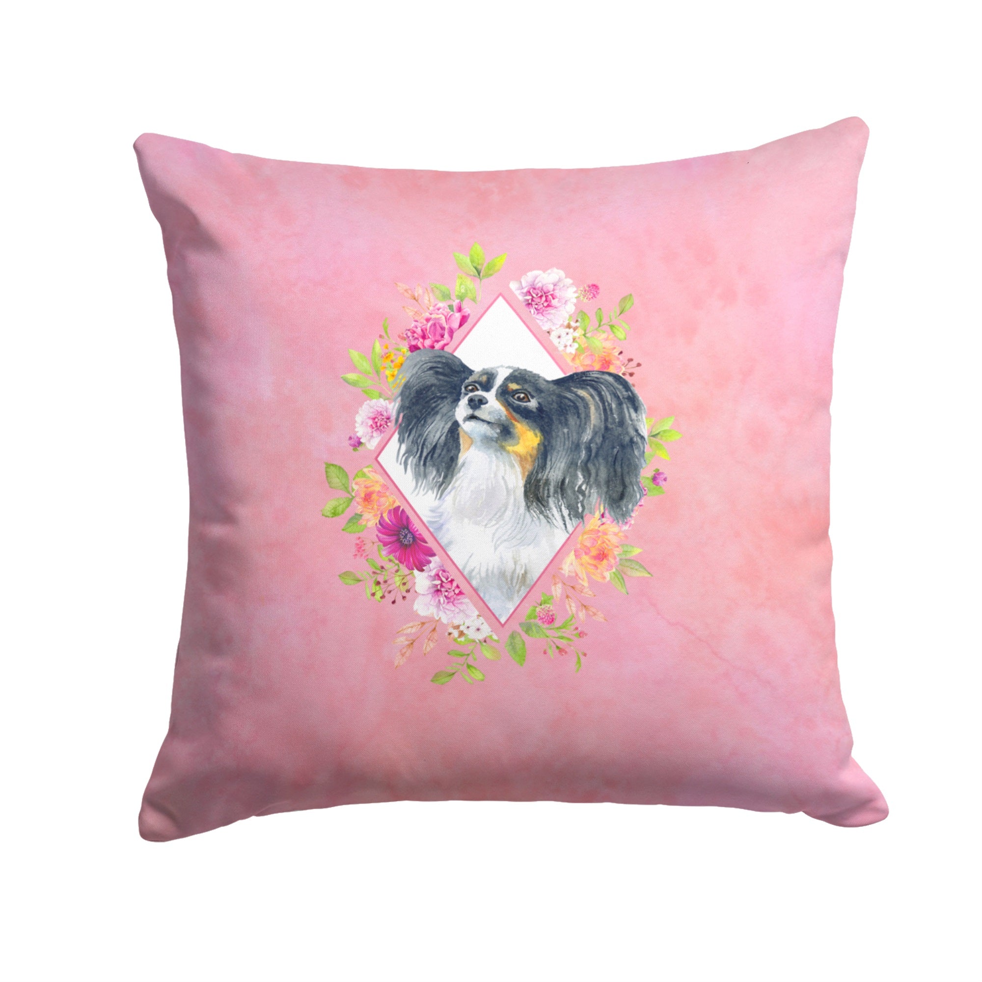 Papillon Pink Flowers Fabric Decorative Pillow